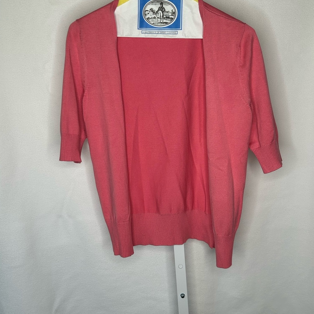 Ann Taylor Coral Open-Front Cardigan